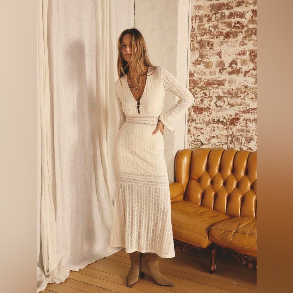 Aralina Western Lace Bell Sleeve Ivory Lace Maxi Dress NWOT sz: XL - Picture 3 of 14